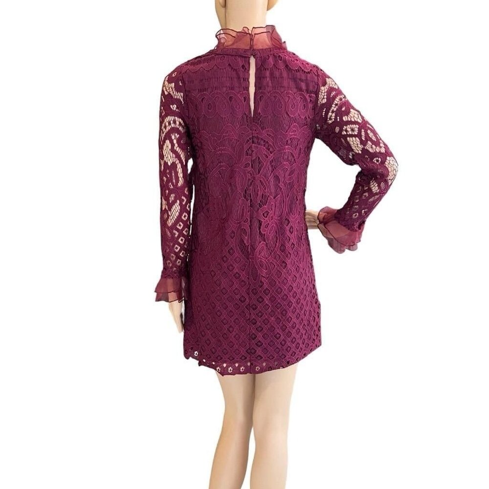 Women's Lulus XS Burgundy Lace Mini Dress - Picture 3 of 5
